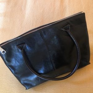 Black leather hobo shoulder bag